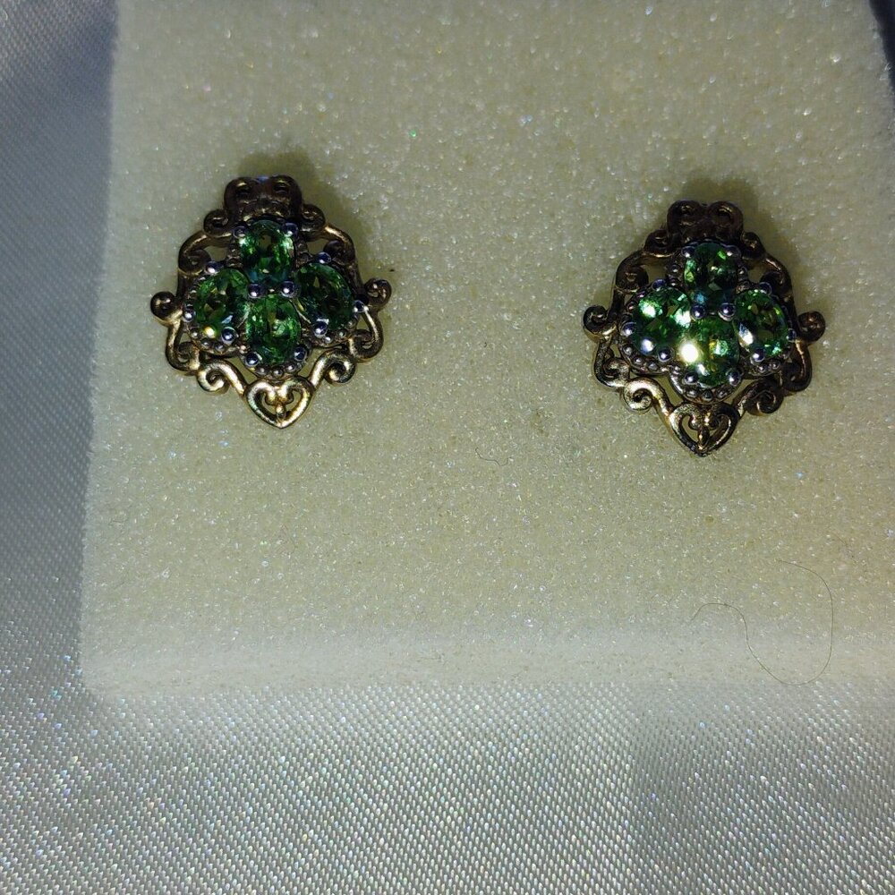 Mint garnet stud earrings in sterling silver